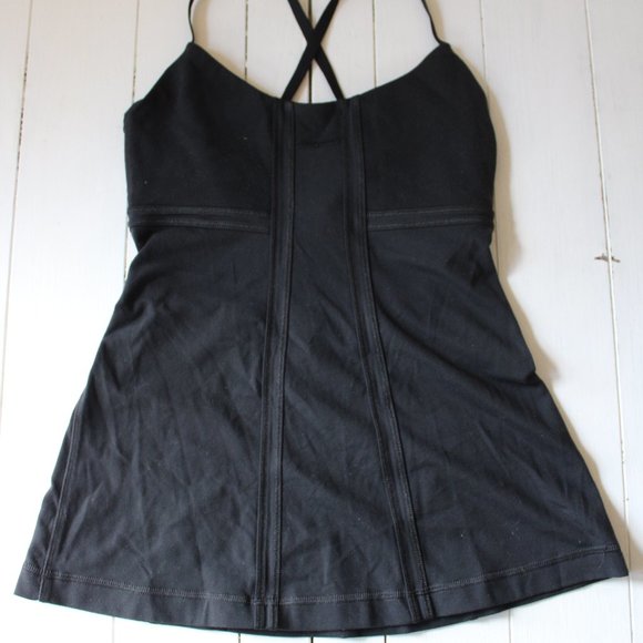 Black Vintage 2000s Lululemon Cross Back Active Tank Top - Picture 4 of 5